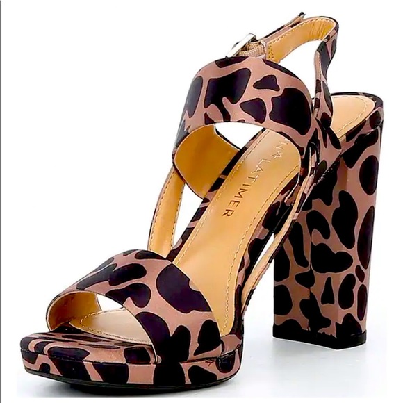 New Gibson & Latimer Emmy Giraffe Print Block Heel - Picture 2 of 10